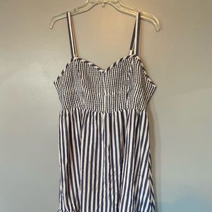 Torrid blue & white striped challis smocked dress 2